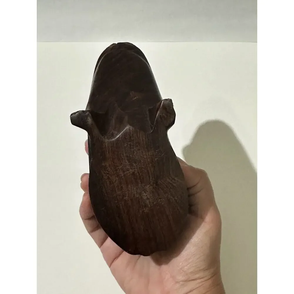 Vintage Hand Carved Decor Wood Ironwood Heavy Frog‎ Decoy Figurine Paper weight